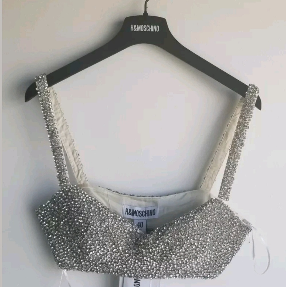 Moschino Rhinestone Bustier Top (Size 8)